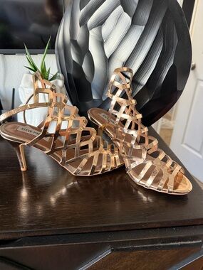 Steve Madden Rose Gold Lattice Strappy Heels